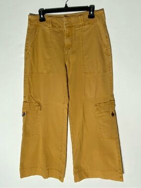 Anthropologie Pilcro Mustard Wide Leg Cargo Pants Size 29 Festival Retro Boho